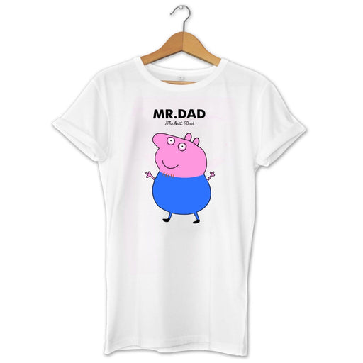 Mr Dad Mr.Men Dad Pig Inspired Father's Day T-Shirt Top Present Gift - White