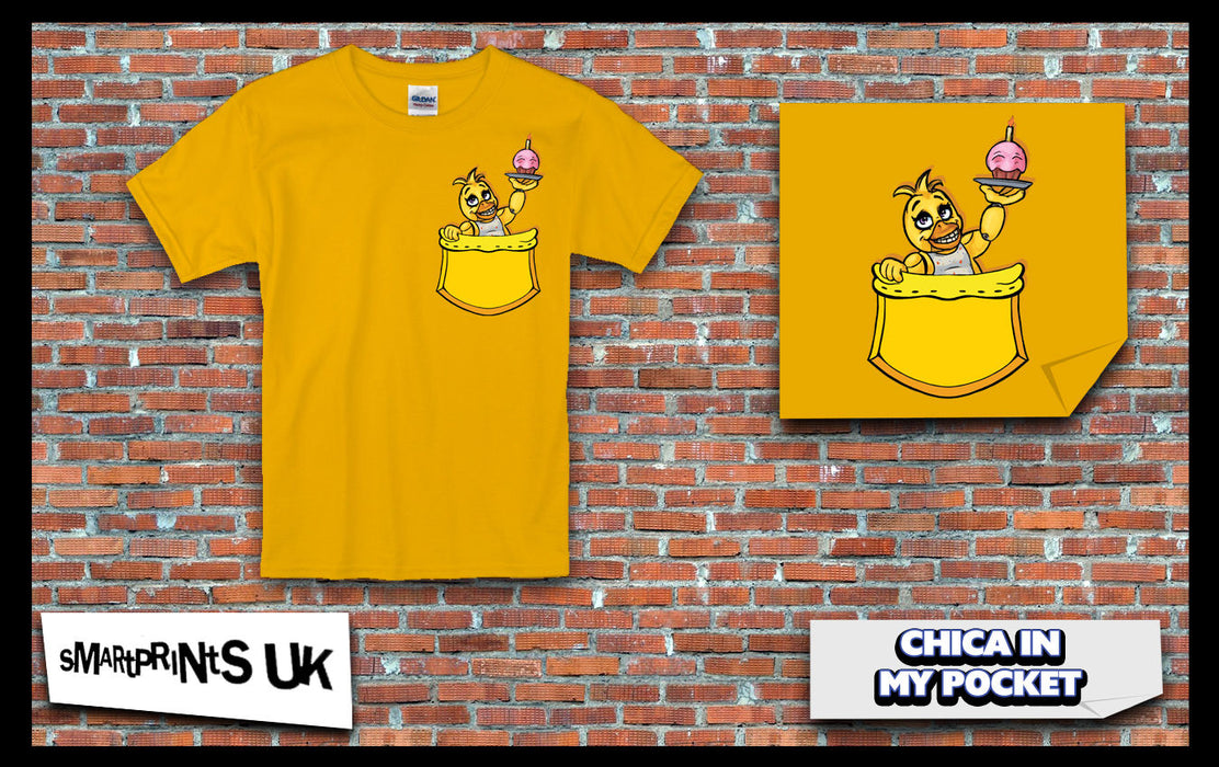 Chica in my Pocket FNAF Five Nights Animatronic Inspired T Shirt S to 2XL
