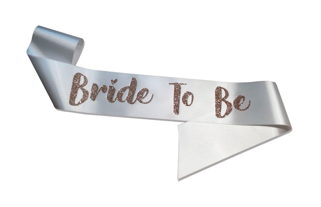 Premium Bride To Be Satin Married Engagement Party Sash Hen Do White Rose Gold
