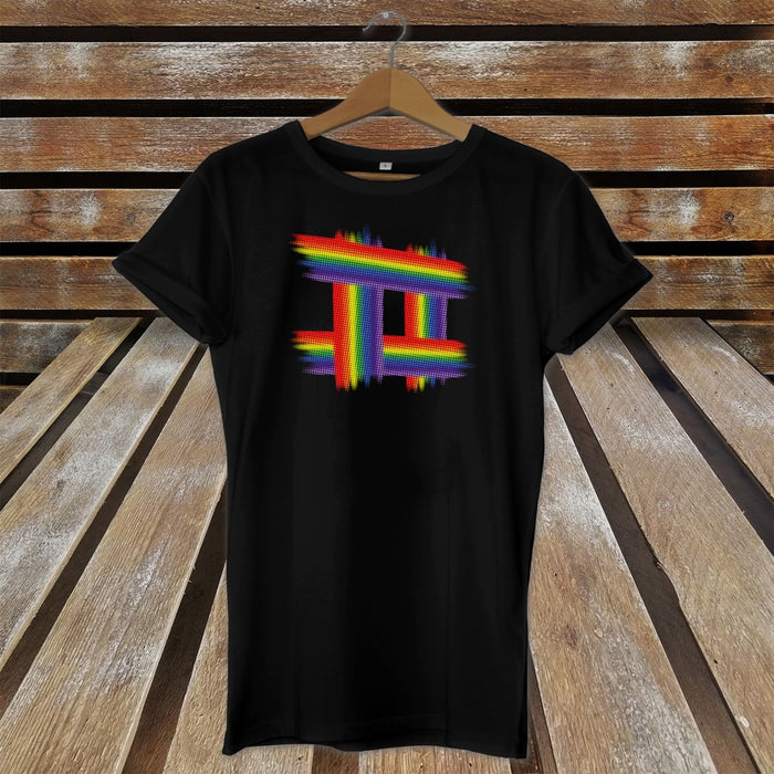 Pride T-Shirt Rainbow Hashtag Chest Top Pride LGBT Gay Lesbian Celebration
