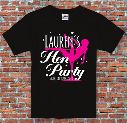 Hen Party Champagne Glass Marriage Personalised Text Funny White T Shirt S-2XL