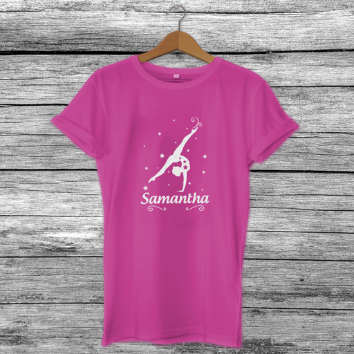 Personalised Cute Custom Handstand Gymnastics Girls Kids T-Shirt Top 4 Colours