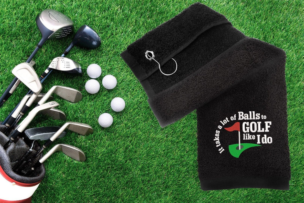 "It Takes A Lot Of Balls To Golf Like I Do" Novelty Funny Golf Towel For Bag