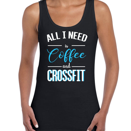 All I need is coffee and crossfit gym fitness workout ladies vest tank S - 2XL