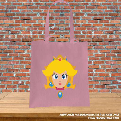 Printed Tote Bag - Princess Peach Face Mario Inspired