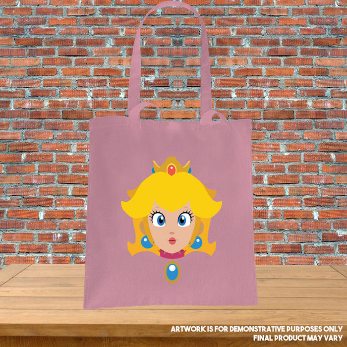 Printed Tote Bag - Princess Peach Face Mario Inspired