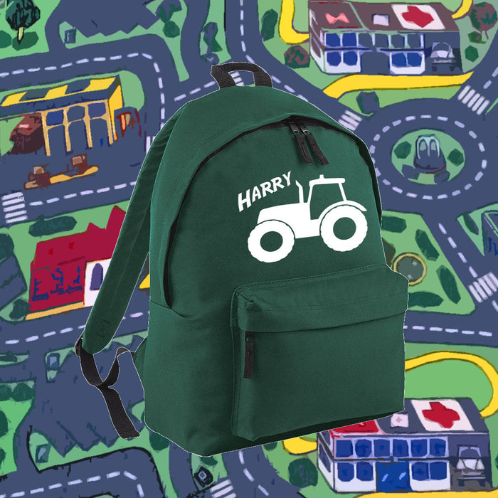 Personalised Tractor Backpack - Kids Boys Bag School Present Gift Birthday