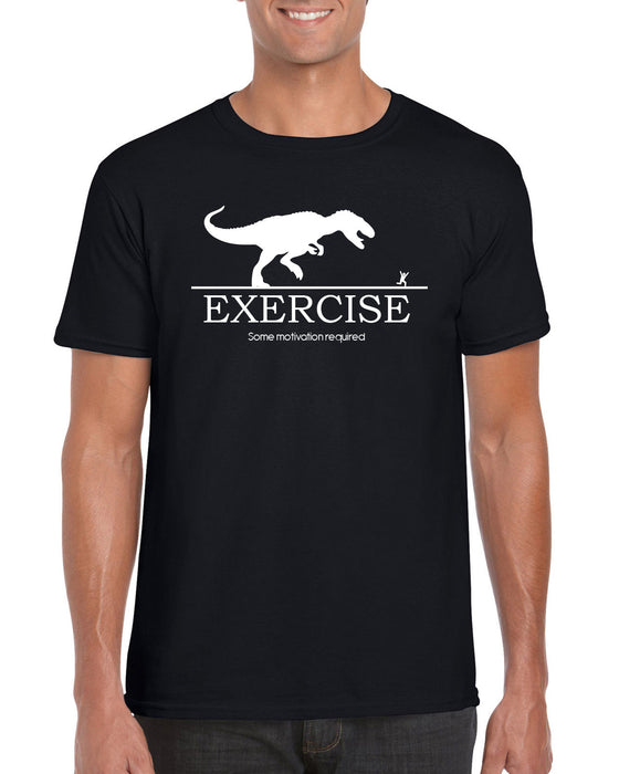 " Exercise Some Motivation Required " Funny Dinosaur Running Gym Slogan T-Shirt