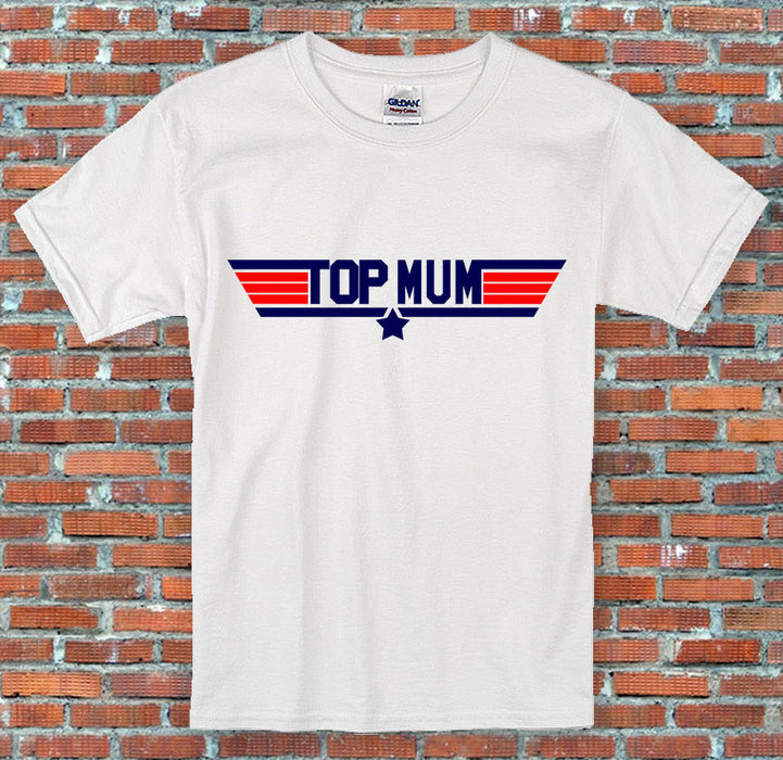 "Top Mum" Top Gun 1980's Movie Inspired Mothers Day Gift T-Shirt S-2XL
