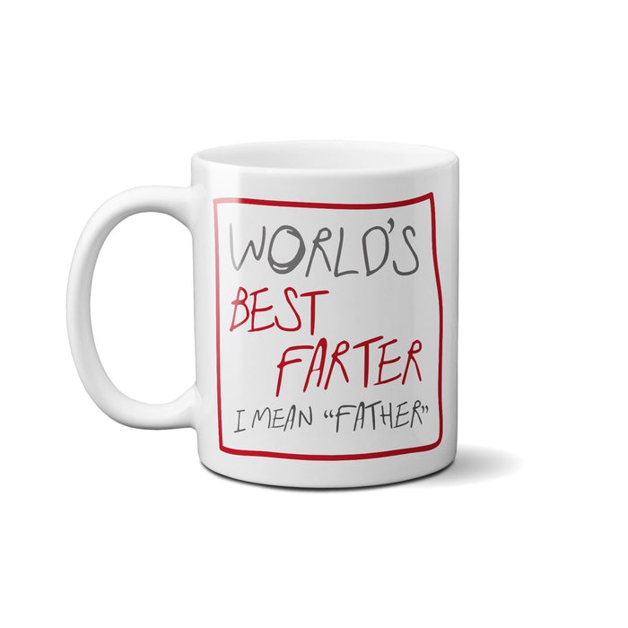 World's Best Farter I Mean Father (RED) Novelty Funny Mug Dad's Gift Present