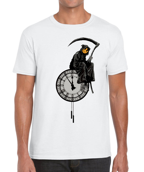 Banksy Reaper on the Clock Graffiti Modern Art Graphic T Shirt