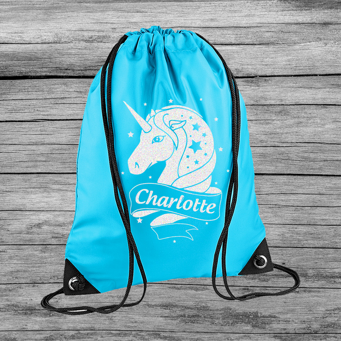 Personalised Unicorn Girl's Kid's Child Drawstring Bag Swimming Sports Bag