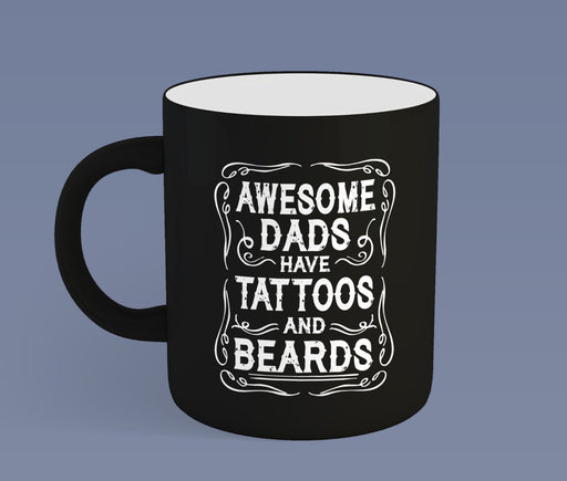 " Awesome Dads..." Tattoos Beards BLK Fathers Day Dad Gift Slogan Ceramic Mug