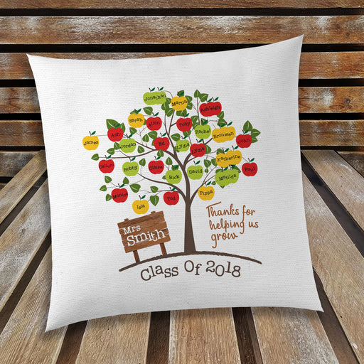 Apple Tree Personalised Teacher's Cushion Cover with Students Names Class of 18