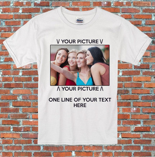 Personalised T-Shirt Submit Your own Photo Text Personalised Printed White Shirt