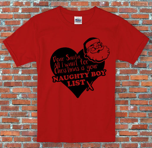 Dear Santa Naughty Boy List Naughty Christmas Holiday Funny T-Shirt S-2XL