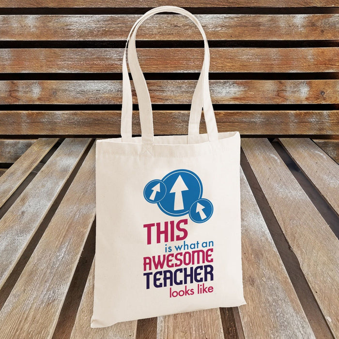 This is What an Awesome Teacher Looks Like Tote Bag - Teacher's Gift - Blue