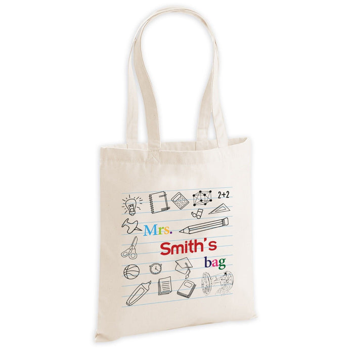 Personalised Teacher Over Shoulder Tote Bag End Of Year Leaving Present Gift