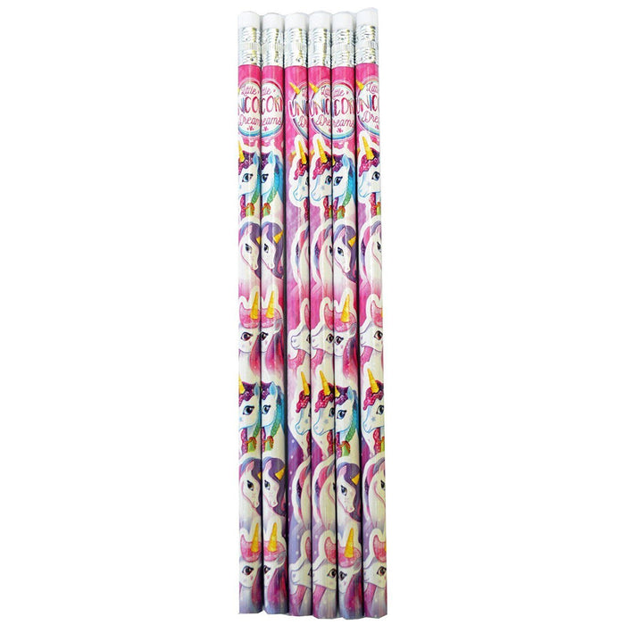 6 Pack Of Little Dream Rainbow Unicorn Pencils Great For School And Party Bags