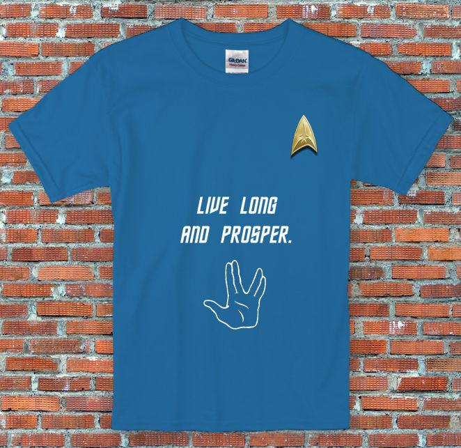 Live Long and Prosper Star Trek Spock T Shirt S - 2XL