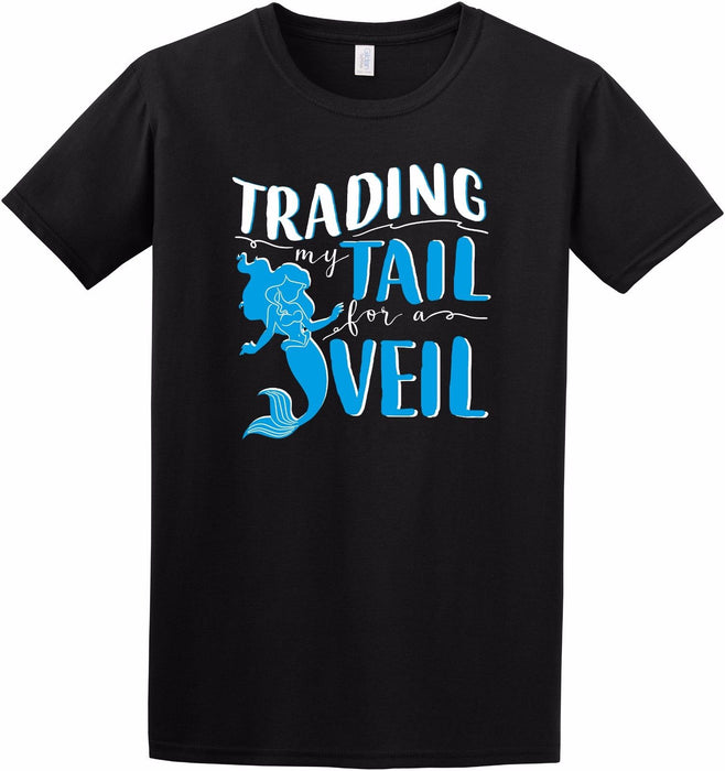 Trading my Tail for a Veil Mermaid Bride Squad Cute Slogan Black Vest T-shirt