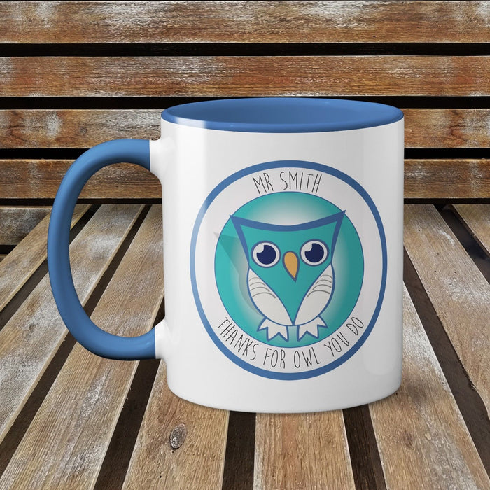 Personalised Teacher Thank You For Owl You Do Novelty Cute Mug Cup Present Gift