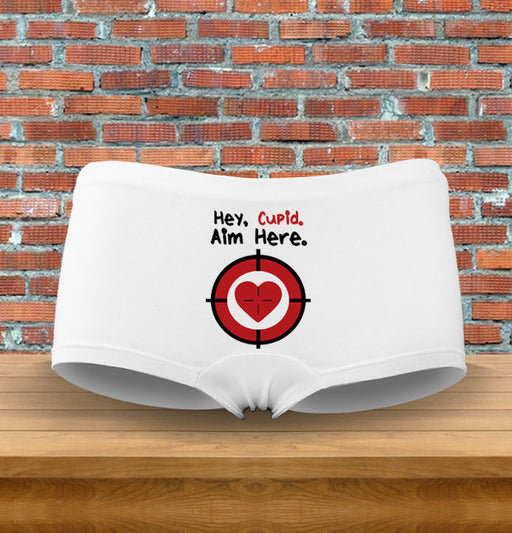 "Hey, Cupid, aim here." Valentines Funny Gift Womens Underwear Pants