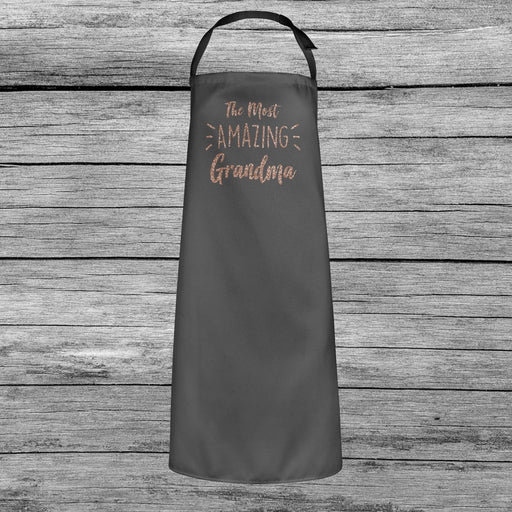 The Most Amazing Grandma Mothers Day Baking Cooking Apron Rose Gold Glitter Gift