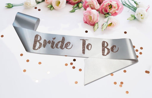 Premium Bride To Be Satin Married Engagement Party Sash Hen Do White Rose Gold