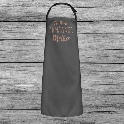 The Most Amazing Mother Mothers Day Baking Cooking Apron Rose Gold Glitter Gift