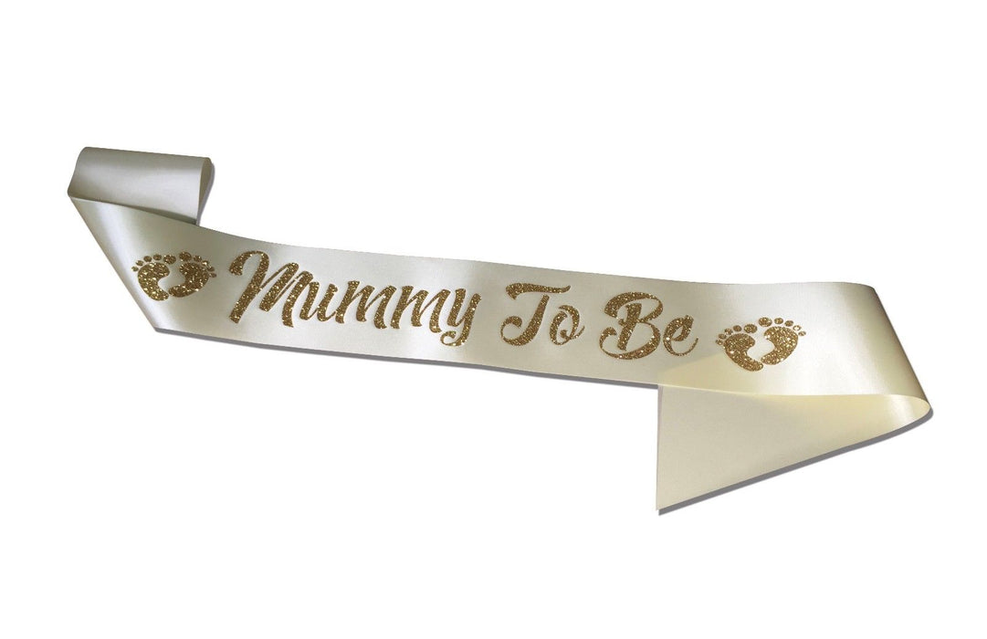 Premium Mummy To Be Satin Sash Little Baby Shower Gender Reveal Champagne Gold
