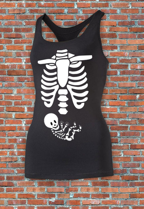 X-Ray Baby Skeleton Ladies Extra long stretch tank top S M L XL