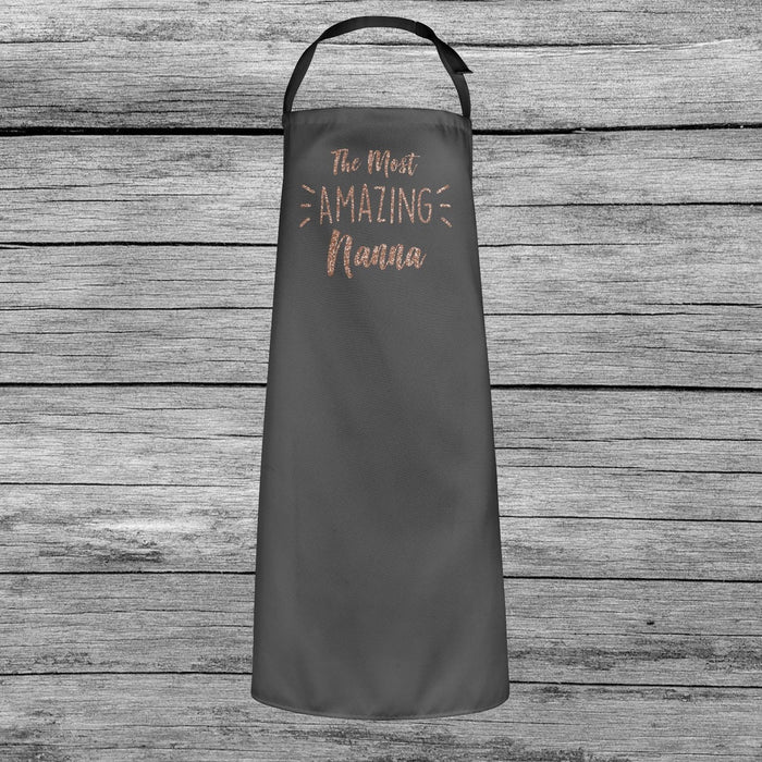 The Most Amazing Nanna Mothers Day Baking Cooking Apron Rose Gold Glitter Gift