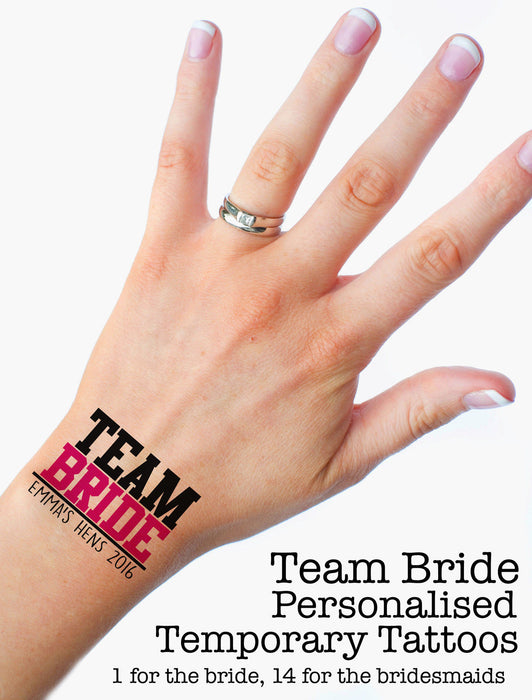 Team of...Personalised Hen Do Temporary Tattoos 1 for Bride 14 for Bridesmaid
