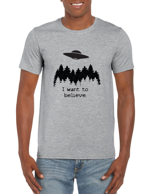 "I want to believe." Novelty X Files TV Aliens UFO Inspired Sightings T-Shirt