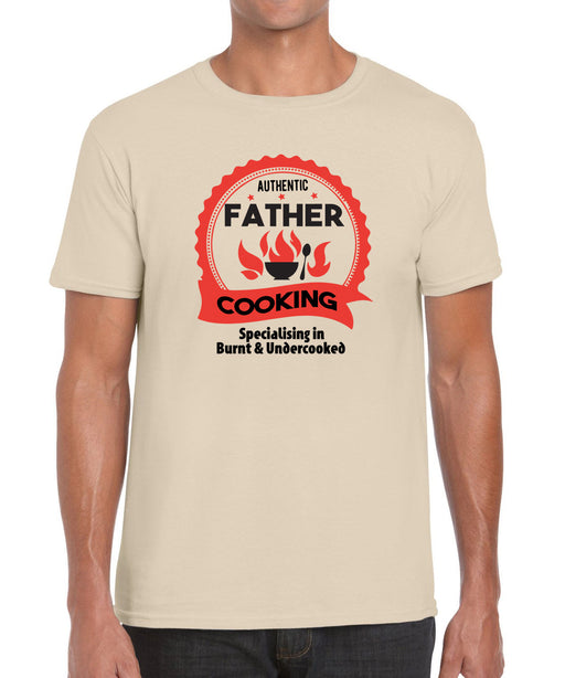Authentic Dad Cooking Burnt & Undercooked Fathers Day Funny Gift Graphic T Shirt