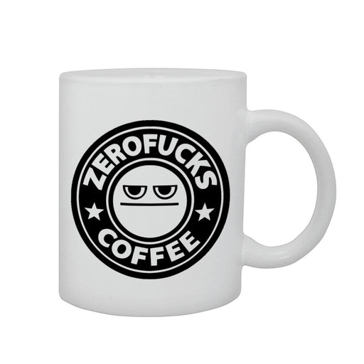 Zerof**ks Coffee Tea Funny Grumpy Gift Parody Printed Gloss Mug