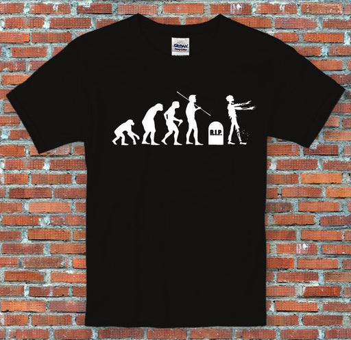 "Evolving Ape To Zombie",Zombie, Funny, Retro, Vintage, Gift, T-Shirt S-2XL