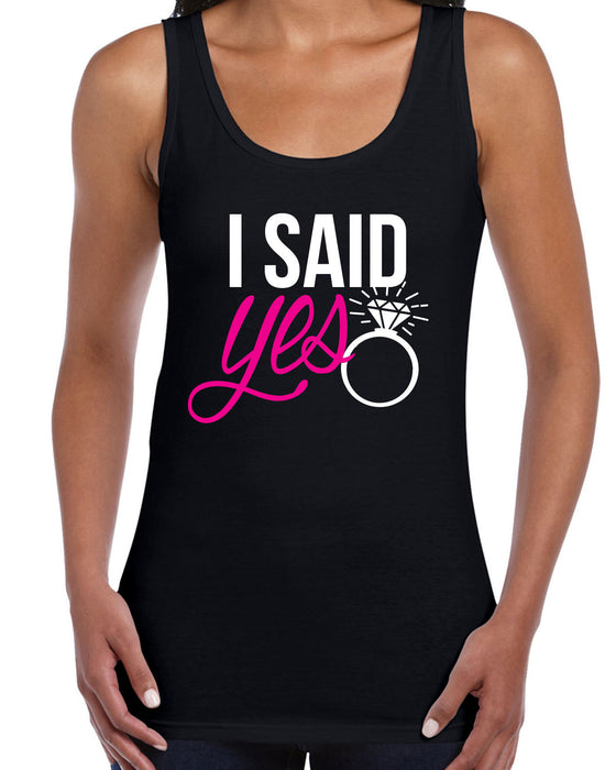 I Said Yes Hen Party Tribe Bride Squad Engagement Cute Drink Black Vest T-shirt