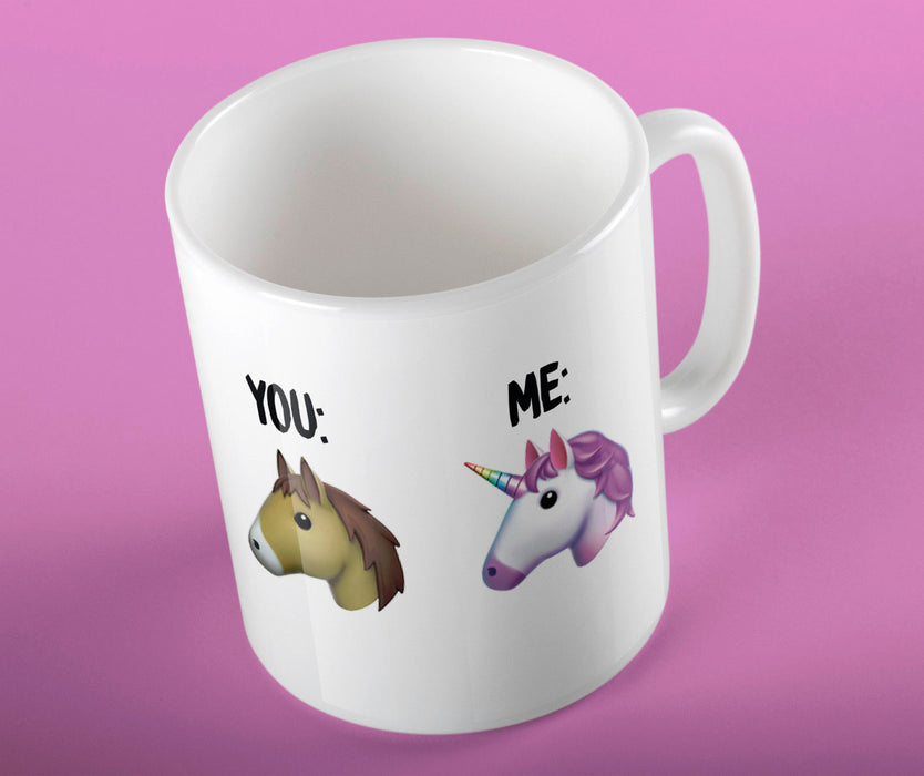 You vs Me Horse Unicorn Emoji Meme Funny Ceramic Cup Mug