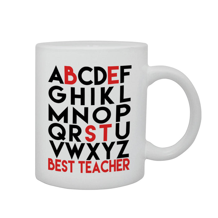 ABCD Best Teacher Leavers School Present End Year Present Gift Printed Mug