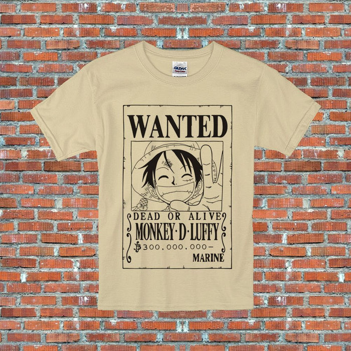 One Piece Monkey.D.Luffy Wanted Anime Poster Pirates Inspired T-Shirt S-2XL