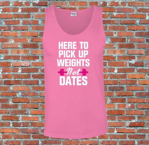 Here to pick up Weights not Dates Women Workout Gym Printed Tank Top Vest S-2XL