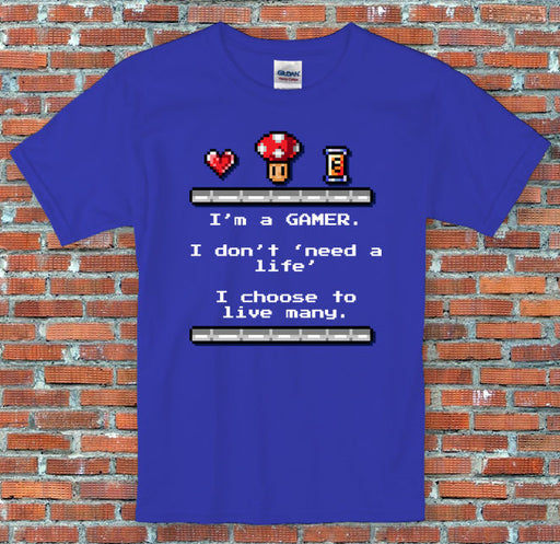 I'm a Gamer Video Game Mushroom E Tank Heart Inspired T Shirt S M L XL 2XL