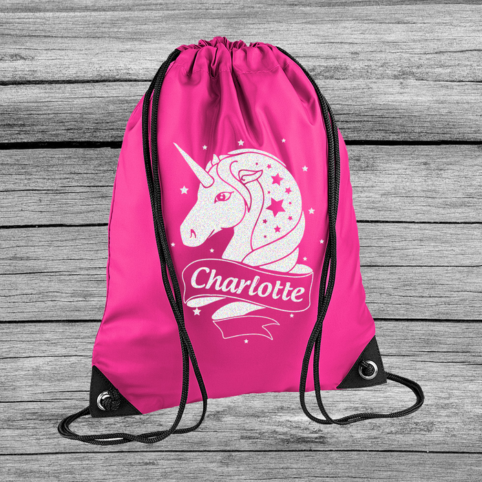 Personalised Unicorn Girl's Kid's Child Drawstring Bag Swimming Sports Bag