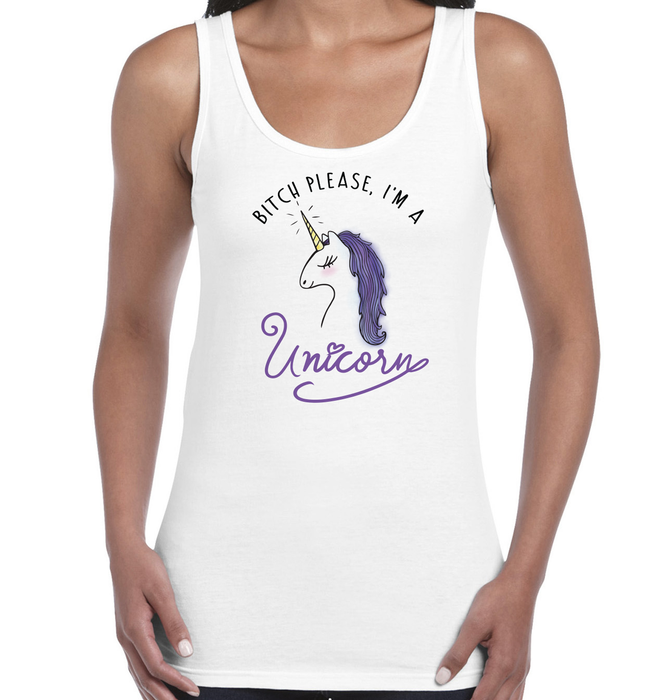 " B***H Please, I'm A Unicorn" Funny Meme Slogan Unicorn Printed Tank Vest