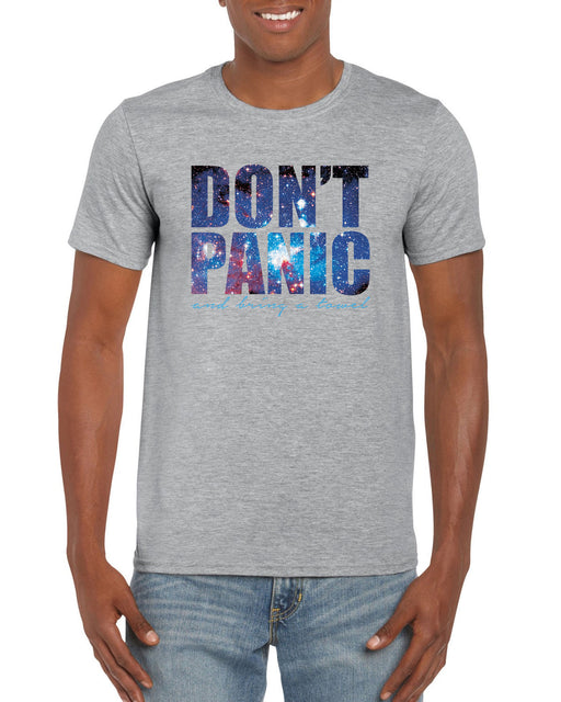 DONT PANIC and bring a towel Space Hitchhikers Guide Inspired T-shirt S-2XL