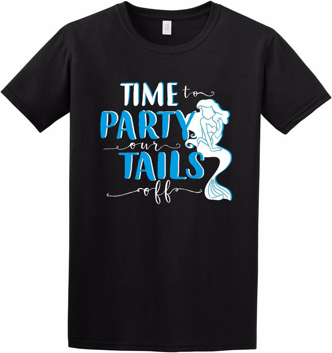 Time to party our tails off Mermaid Bride Squad Cute Slogan Black Vest T-shirt