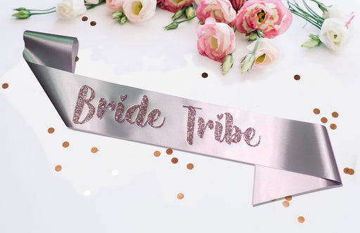 Premium Bride Tribe Satin Married Engagement Party Sash Hen Do Blush Pink Silver