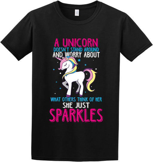 " A Unicorn doesn't worry... " Unicorn quote slogan graphic Kids Adults T-shirt